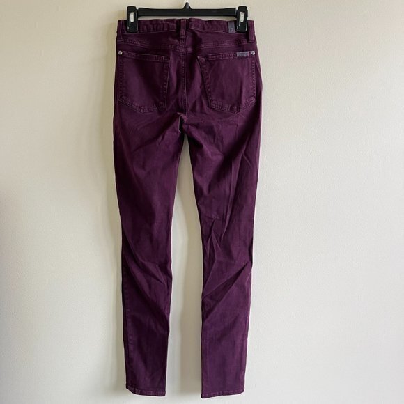 7 For‎ All Mankind Pink Au0353256a Skinny Jeans Maroon Pants Womens Size 27 - Picture 5 of 8